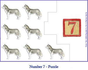 Easy (Two Piece) Number Puzzle Seven – 7 Husky Dogs